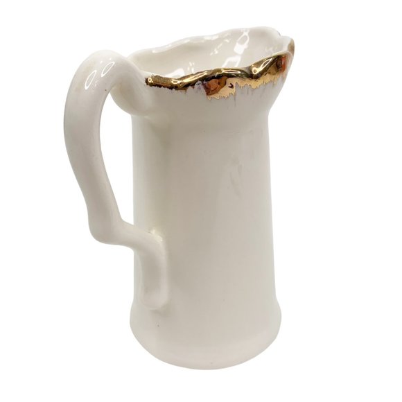 Vintage Florida Souvenir Creamer Mocking Bird Orange Blossom Flowers White Gold - Picture 8 of 12